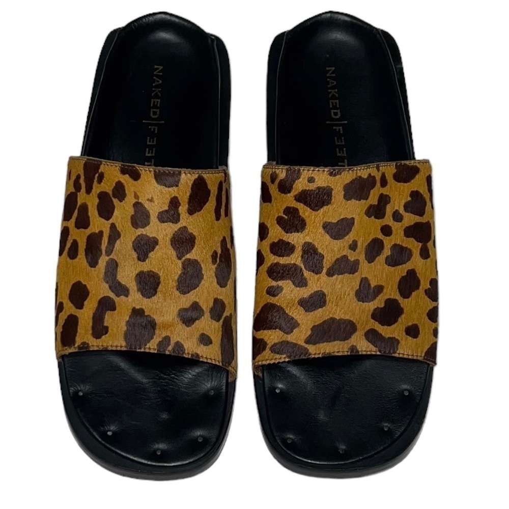 Naked Feet (EUC) Garcia Leopard Nonato Leather uppers footbed & bottoms, Size 10 - Picture 3 of 13